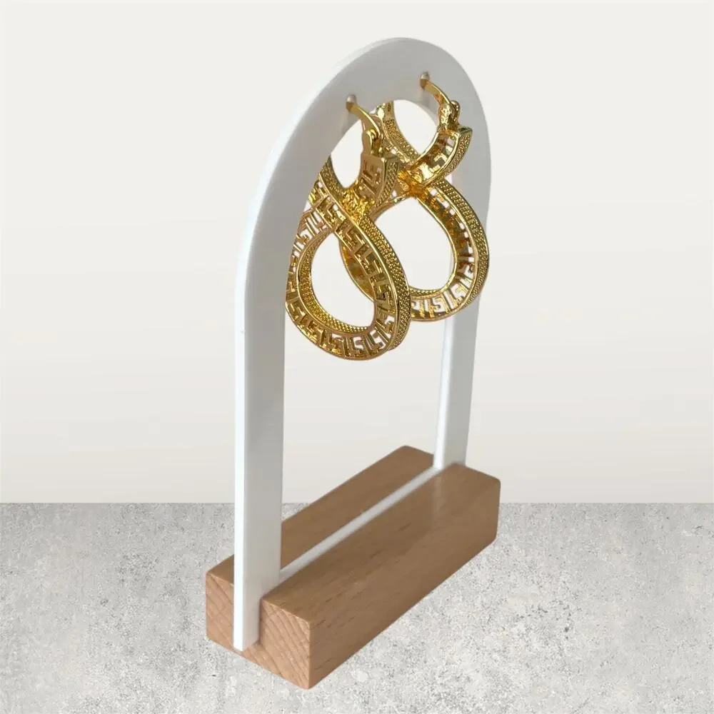 Infinity Greek Key Gold Hoops - Picture 2 of 6